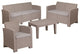 4 Piece Outdoor Faux Rattan Chair, Loveseat, Sofa and Table Set in Light Gray