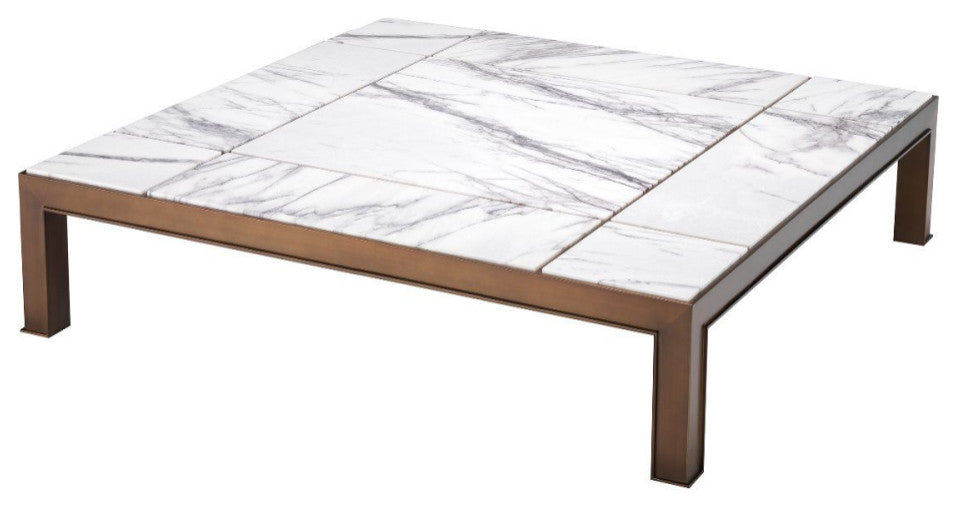 White Marble Brass Coffee Table | Eichholtz Tardieu