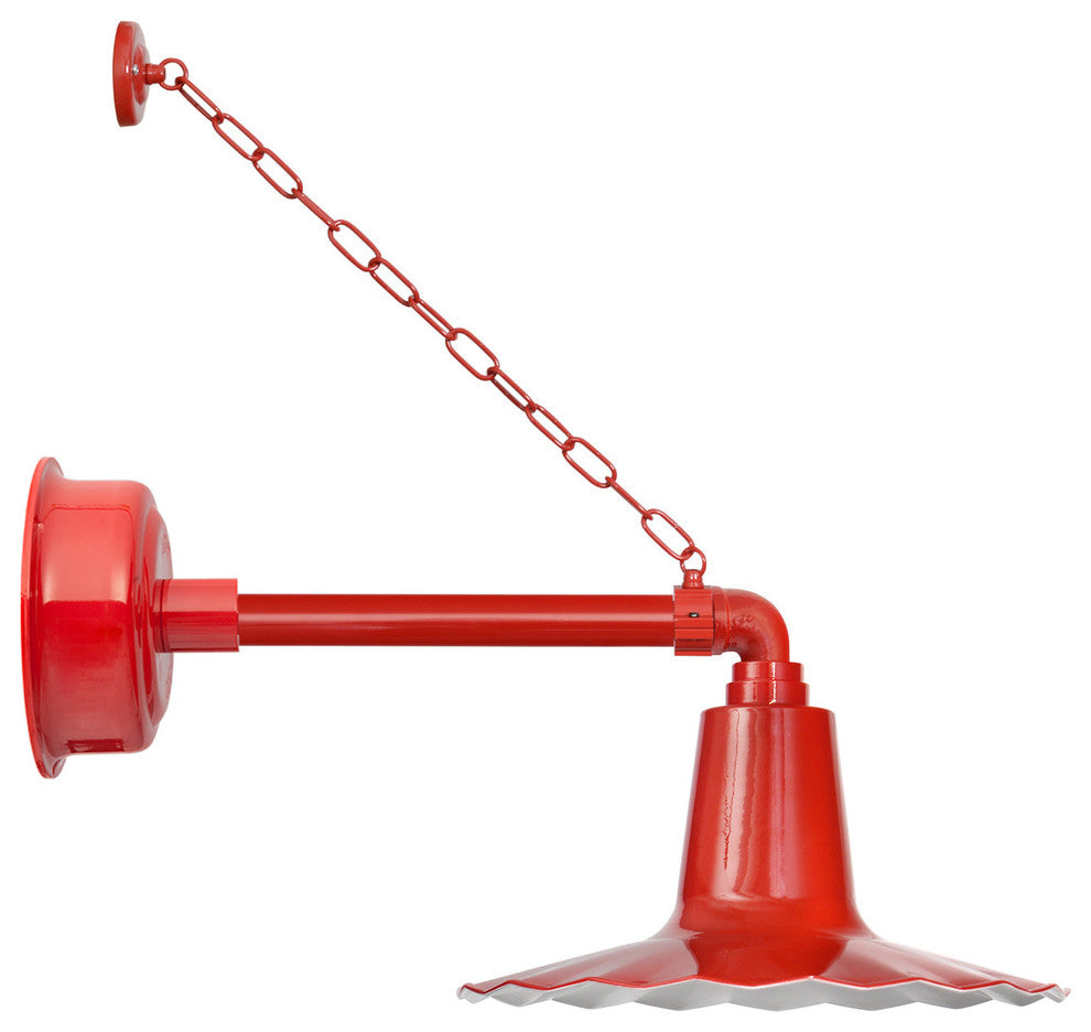 12" Iris LED Wall Light With Metropolitan Arm With Chain, Red