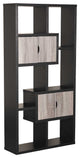 Benzara BM204164 Wooden Bookcase with 4 Doors & 6 Shelves, Black/Distressed Gray