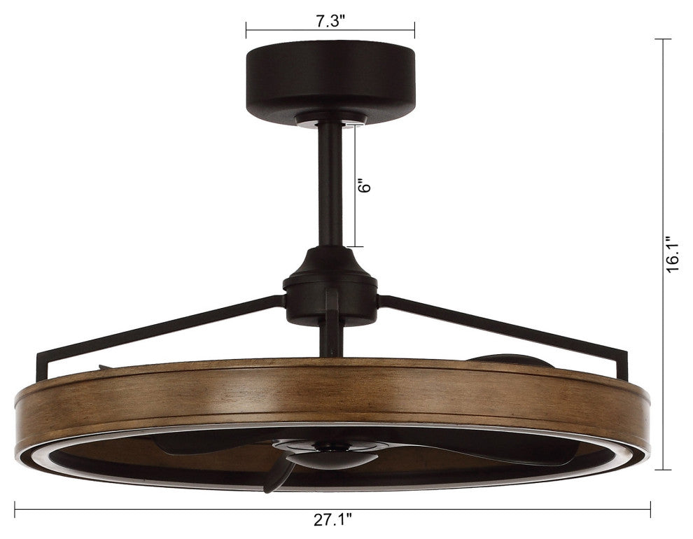 27 in Farmhouse LED Ceiling Fan with Remote, Fandelier with Reversible Motor