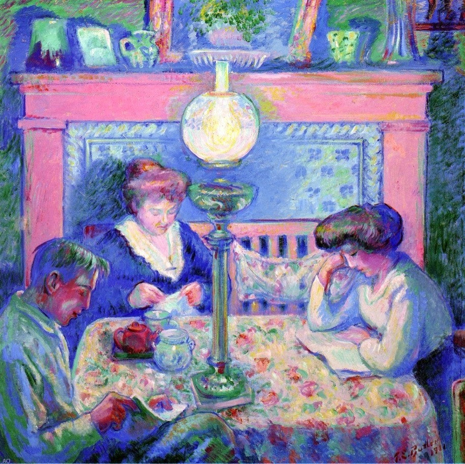 Theodore Earl Butler Interior after Dinner, 20"x20" Gallery Wrapped Canvas