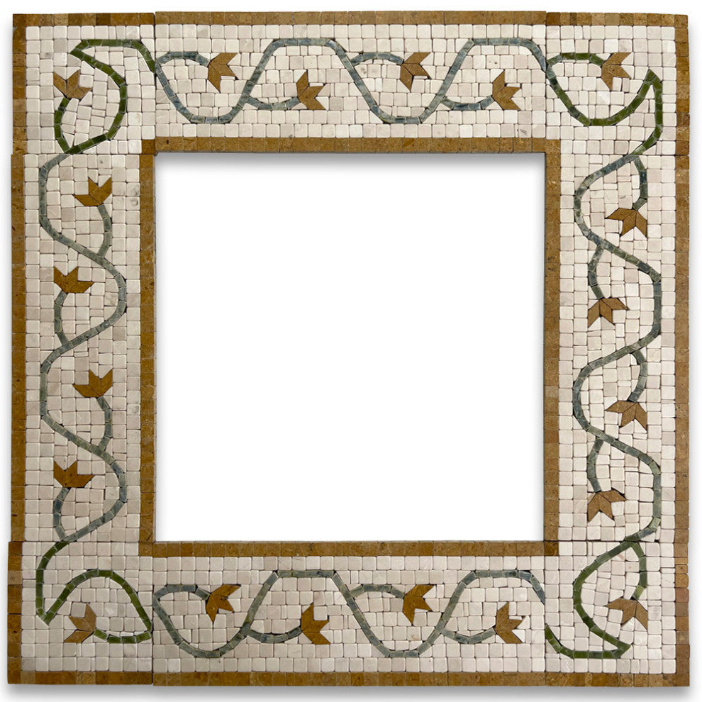 Marble Mosaic Border Listello Accent Tile Edera Antique 4x11 Tumbled, 1 piece