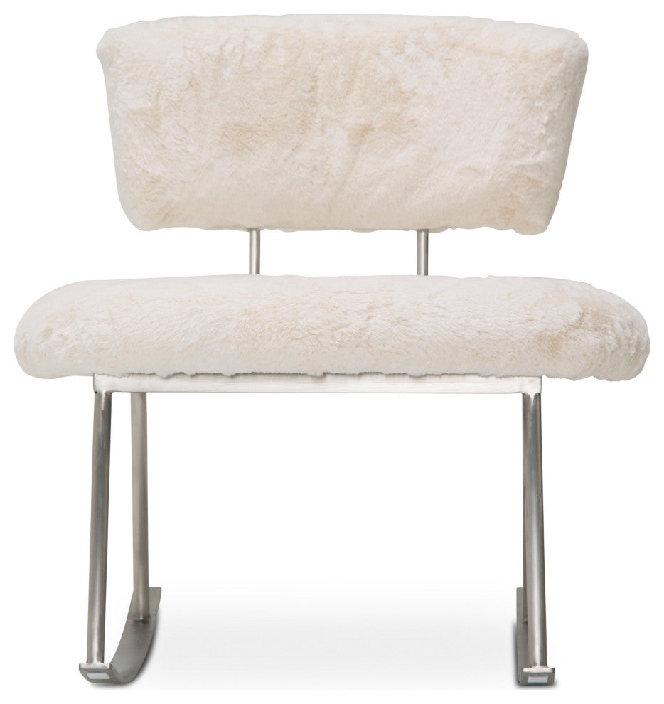 Pebble Beach Rocker Chair, Powder and Brushed Silver