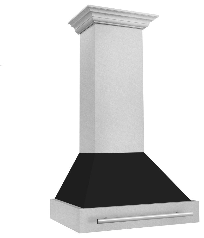 ZLINE 30 In. Wall Mount Range Hood, DuraSnow With Black Matte, 8654SNX-BLM-30