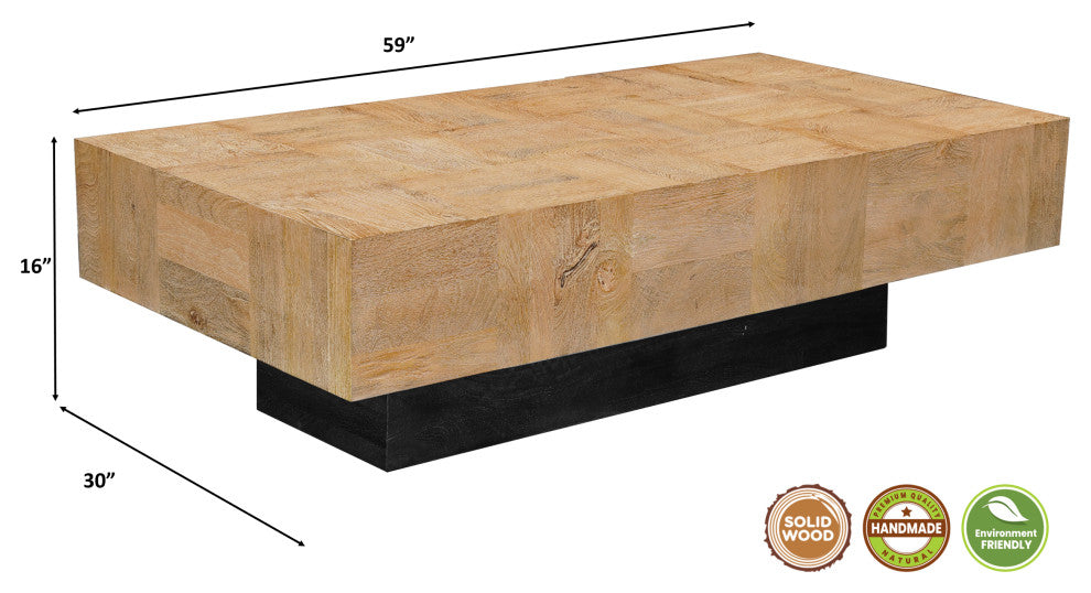 Camilla 2-piece Solid Wood Living Room Table Set, Brown, Rectangular