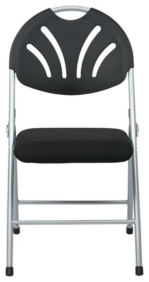 Set of 4 Plastic Folding Chair in Black and Silver