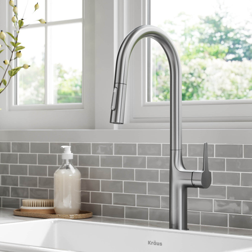 Oletto Pull-Down 1-Hole Kitchen Faucet, Spot Free Stainless Steel