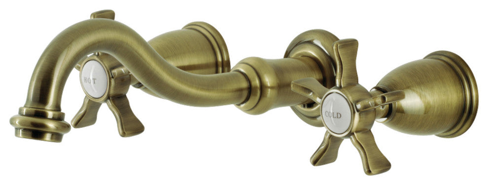 KS3023NX Two-Handle Wall Mount Tub Faucet, Antique Brass
