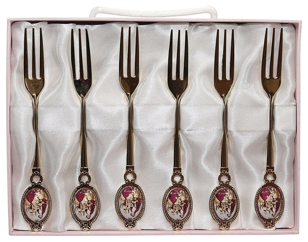 Royal Flatware Set of 12pc Demi Dessert Flatware Forks and Spoons (Gold Antique)