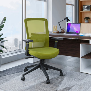 LeisureMod Ingram Modern Mesh Office Task Chair With Adjustable Armrests, Green/Green