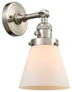 Small Cone 1-Light Sconce, Brushed Satin Nickel, Glass: Matte White Cased