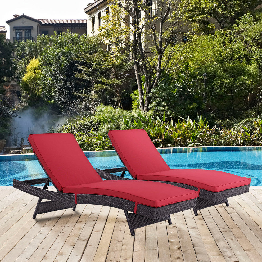 Espresso Red Convene Chaise Outdoor Patio Set of 2