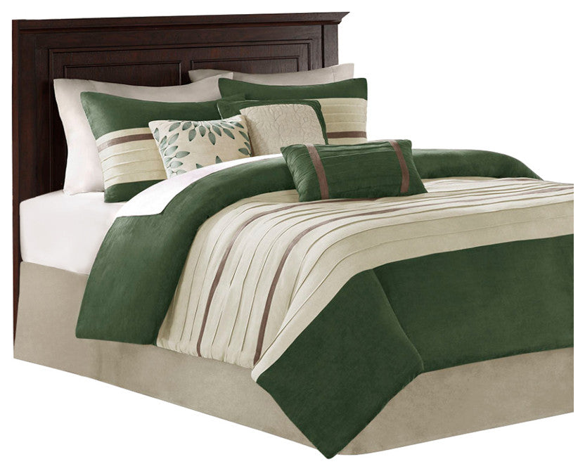 Madison Park Palmer Vera Microsuede 7-Piece Comforter Set, Green
