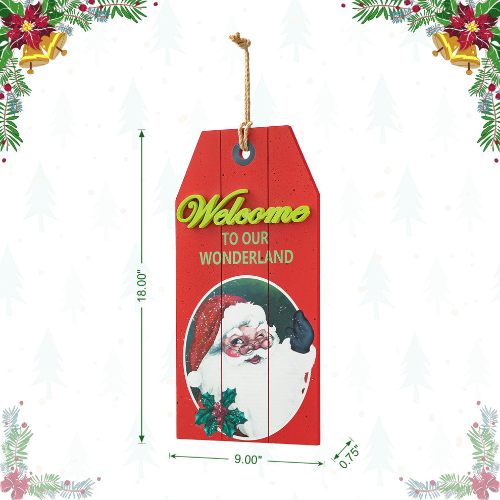18"H Wooden Christmas Santa Door Hanger