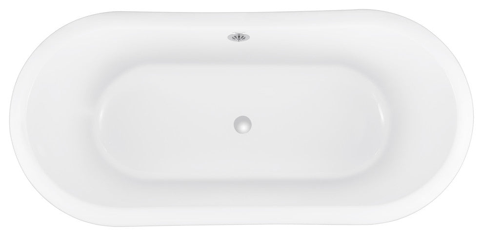 67" Acrylic Clawfoot Roll-Top Soaking Bathtub, Black