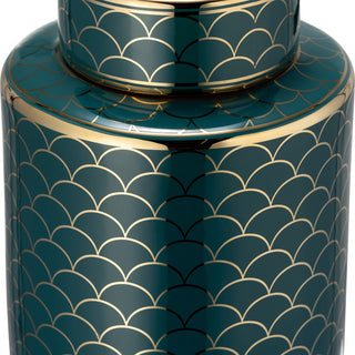 Ceramic 16" Crackle Jar, Lid, Gold