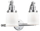 2-Light Small Bell 18" Bath Fixture, Polished Chrome, Glass: Matte White Cased
