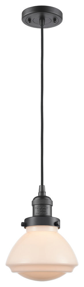 Olean 1-Light Mini Pendant, Oil Rubbed Bronze, Matte White