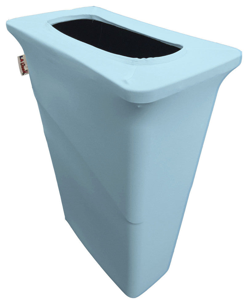 LA Linen Stretch Spandex Trash Can Cover for Slim Jim 23 gal., Light Blue