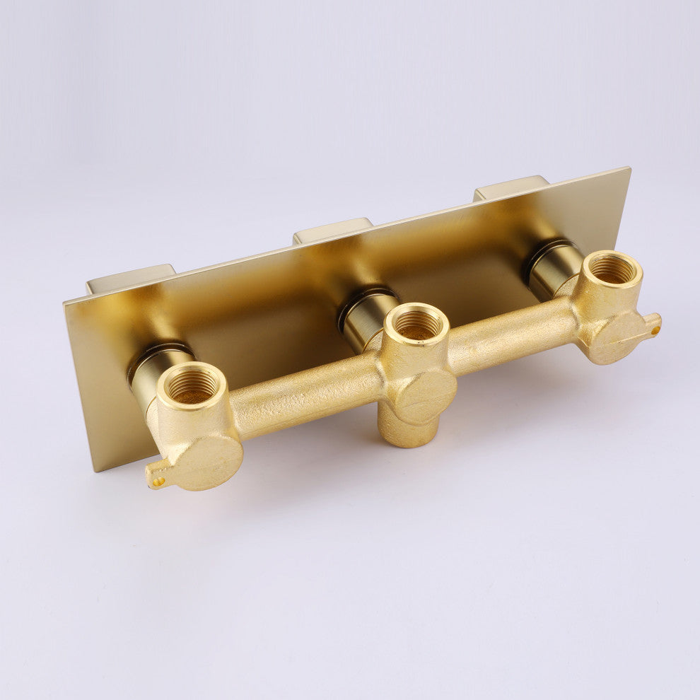 Wall Mounted Rain Shower System with Hand Shower, Brushed Gold