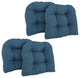 19" U-Shaped Twill Tufted Dining Chair Cushions, Set of 4, Indigo