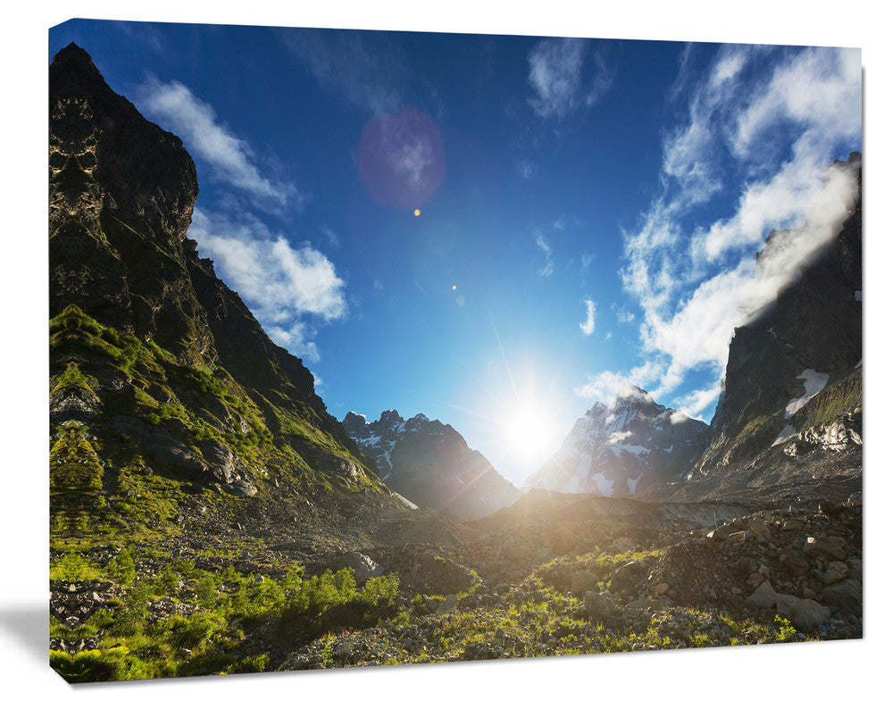 Caucasus Hills under Bright Sunset, Landscape Canvas Art Print, 60"x28"