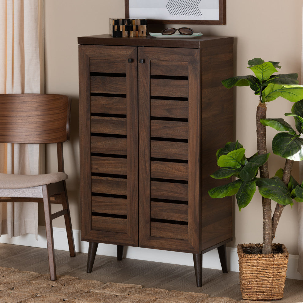 Hank Modern Shoe Cabinet, Walnut Brown