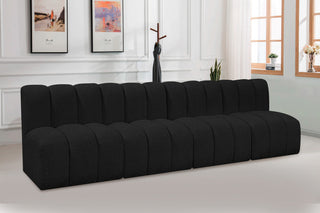 Arc Boucle Fabric Upholstered 4-Pc. Modular Sofa, Black