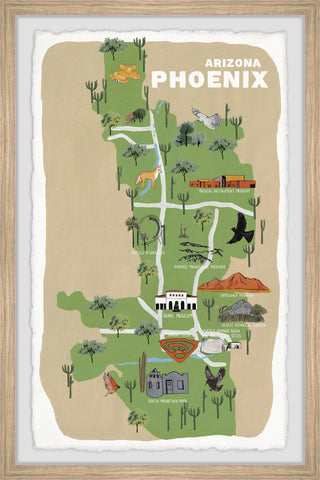 "Phoenix Arizona Map II" Framed Painting Print, 20x30