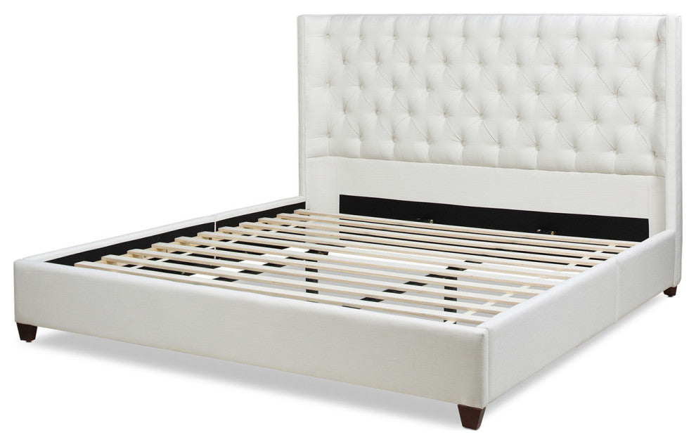 Manhattan Shelter King Platform Bed Frame, Antique White Polyester