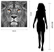 "King of the Jungle" Lion Wall Art Unframed Free Floating Tempered Glass 38 x 38