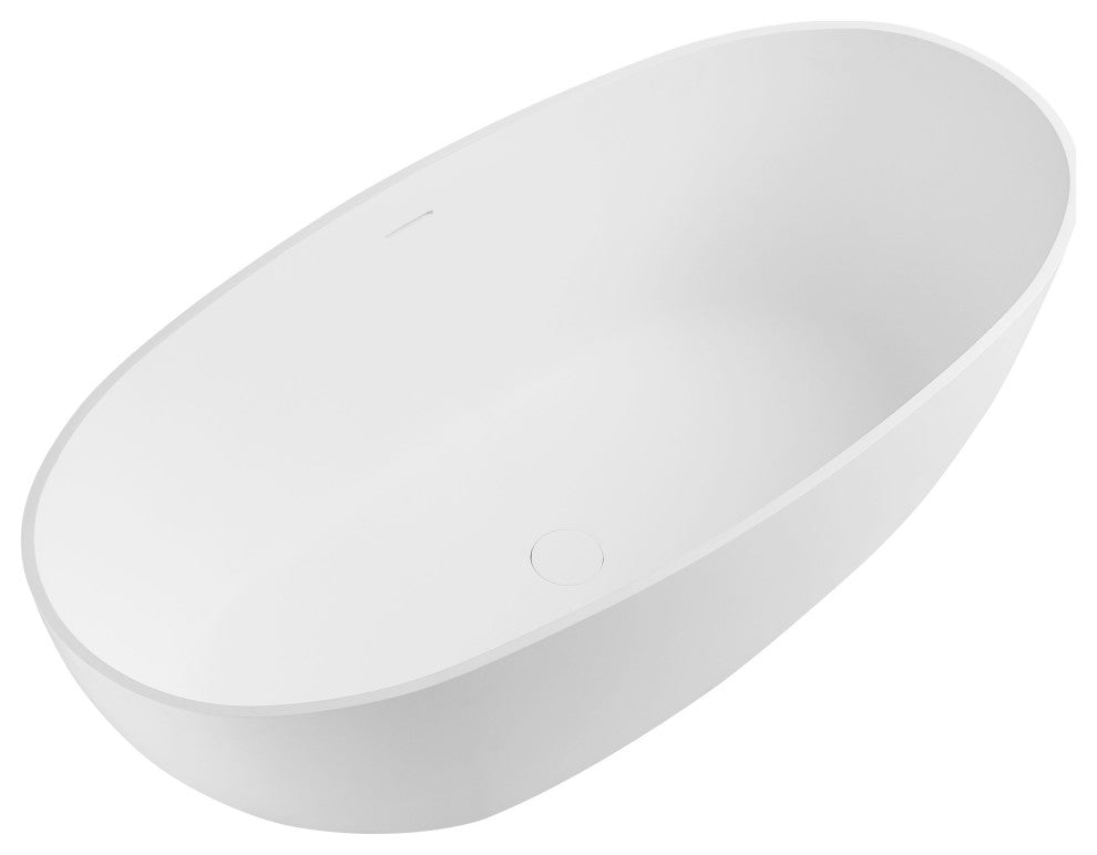 ALFI brand AB9975 59" White Oval Resin Soaking Bathtub