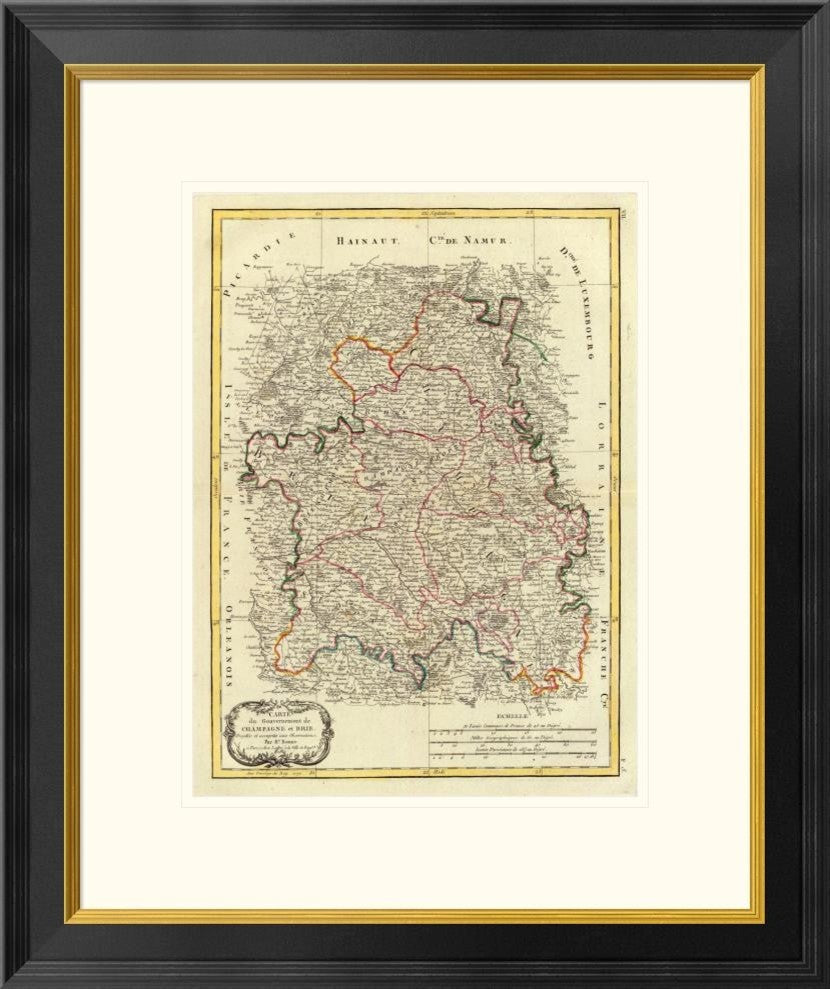 "Champagne, Brie, 1771" Framed Digital Print by Rigobert Bonne, 22"x26"