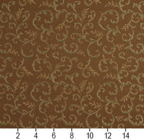 Brown Green Gold Abstract Floral Damask Upholstery Drapery Fabric By The Yard