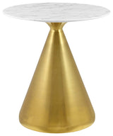 Tupelo 28" Artificial Marble Dining Table, Gold White