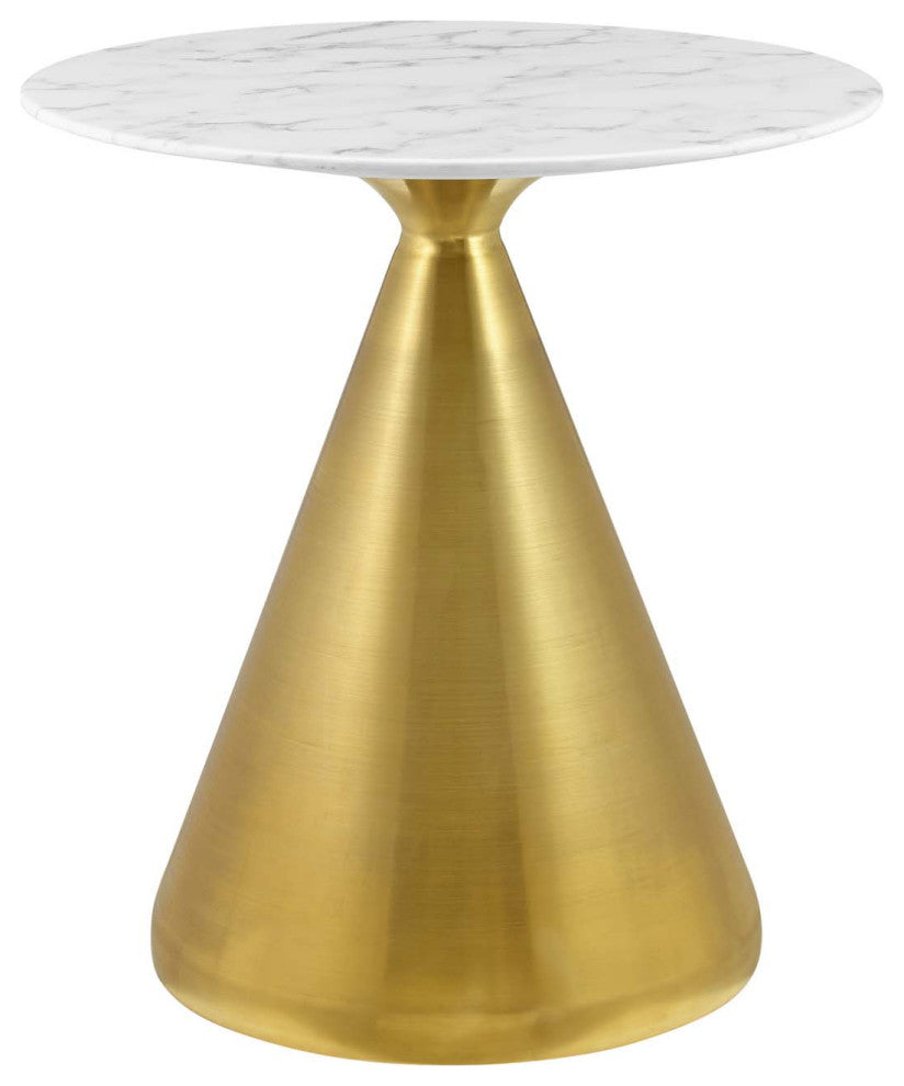 Tupelo 28" Artificial Marble Dining Table, Gold White