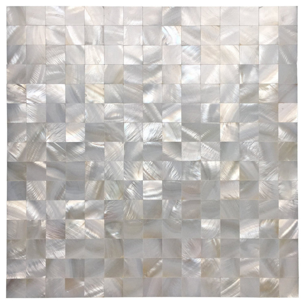 Mother of Pearl Mosica Square Tile, White, Sample