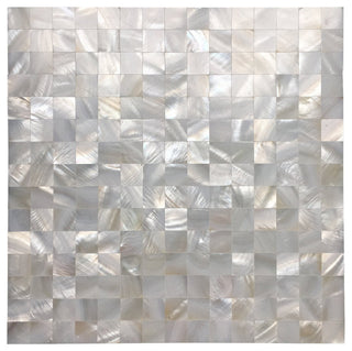 Mother of Pearl Mosica Square Tile, White, Sample