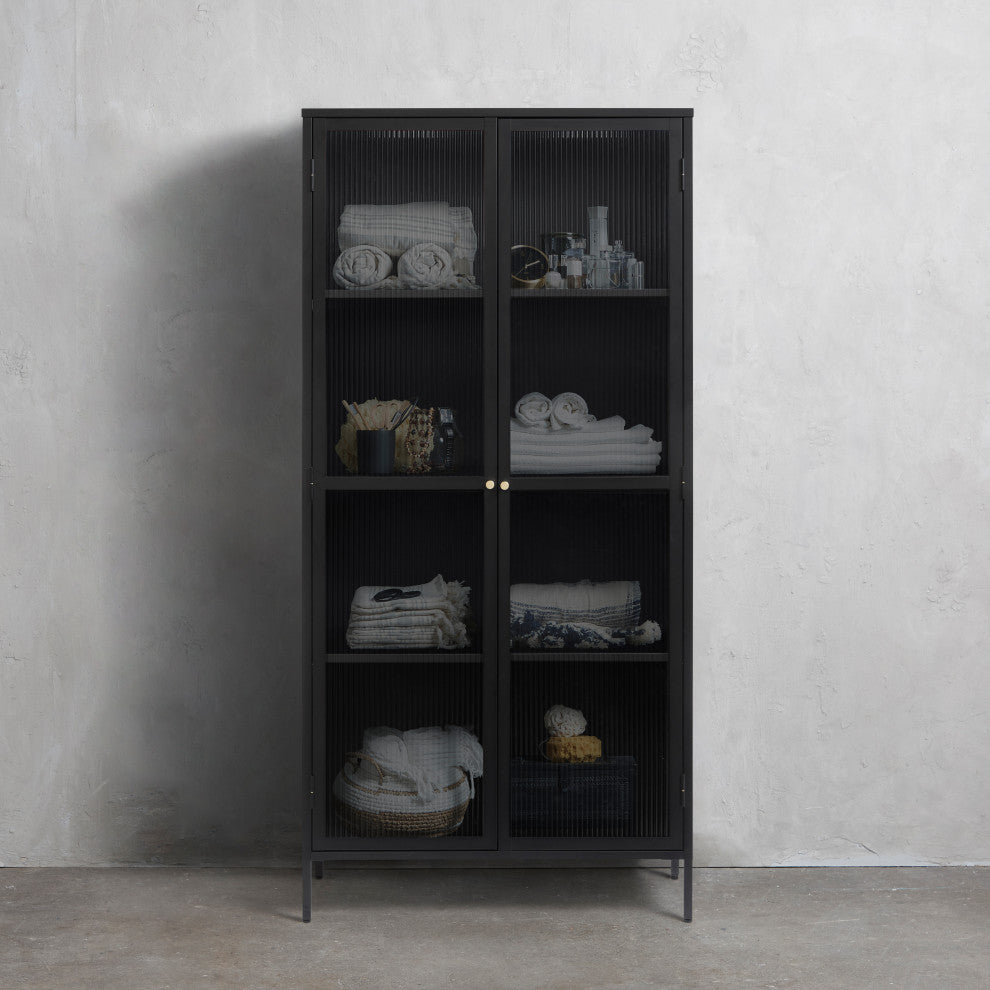 Metal & Glass 75" Display Cabinet, Black
