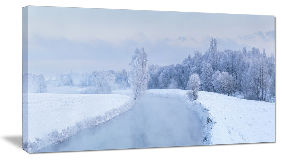 "Blue Frosty Winter Weather Panorama" Landscape Wall Art, 1 Panel, 60"x28"