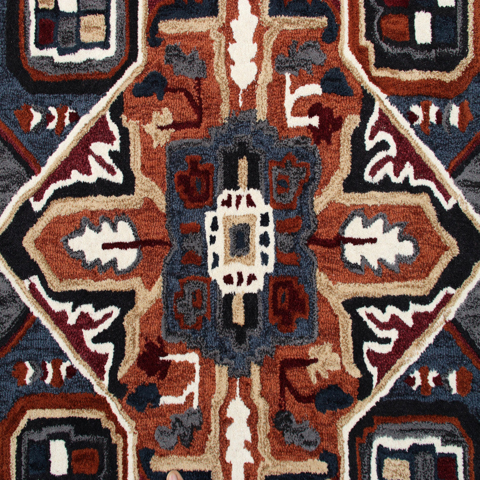 Bold Southwestern Summer Cabin Medallion Shape Rug, 5' Round