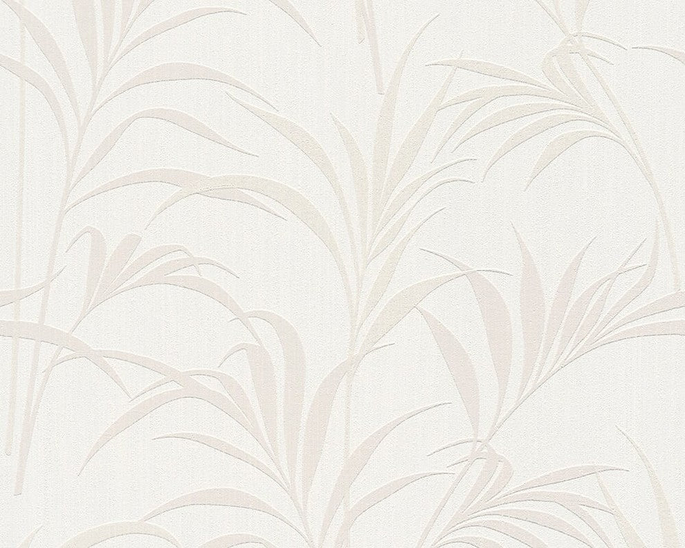 Elegance2, Modern Accent Block Stripes Baroque White Wallpaper Roll