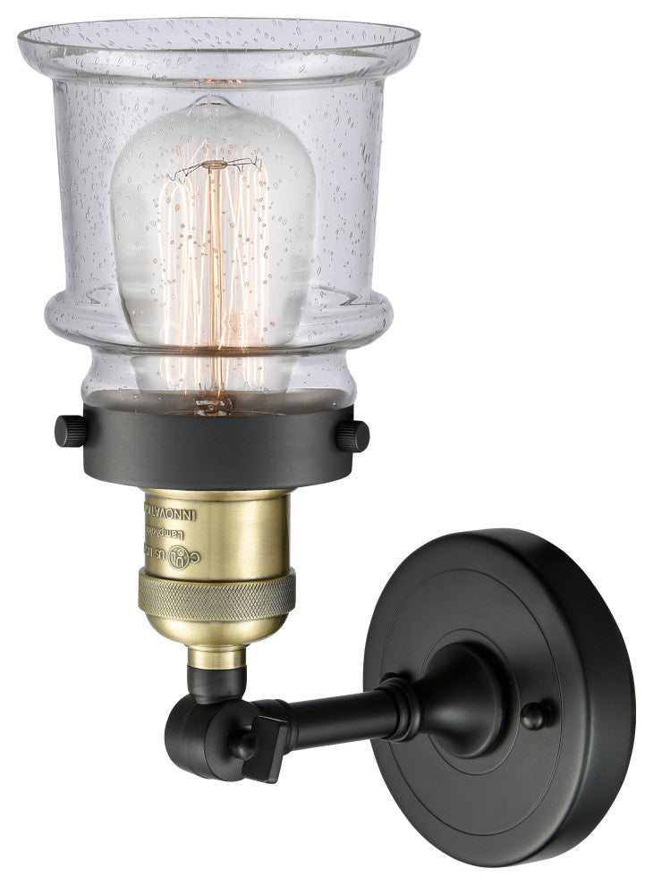 Small Canton 1-Light Sconce, Black Antique Brass, Seedy