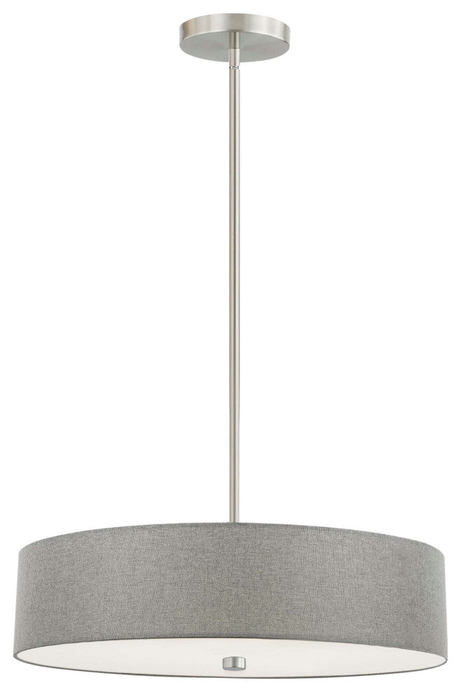 4 Light Incandescent Pendant Satin Chrome with Grey Shade