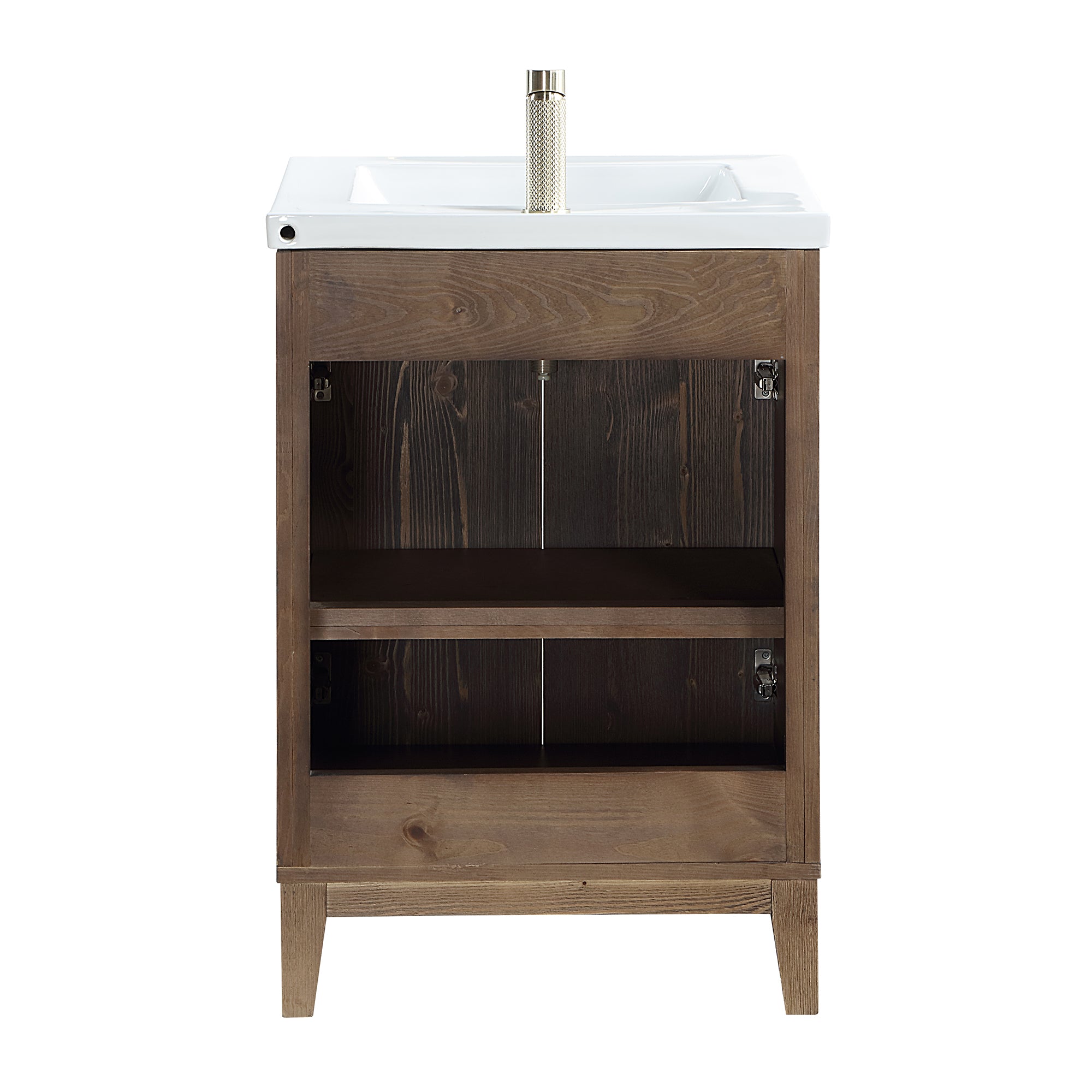Palos Bathroom Vanity, Spruce Aged Brown, 24", Ceramic Top, With Mirror