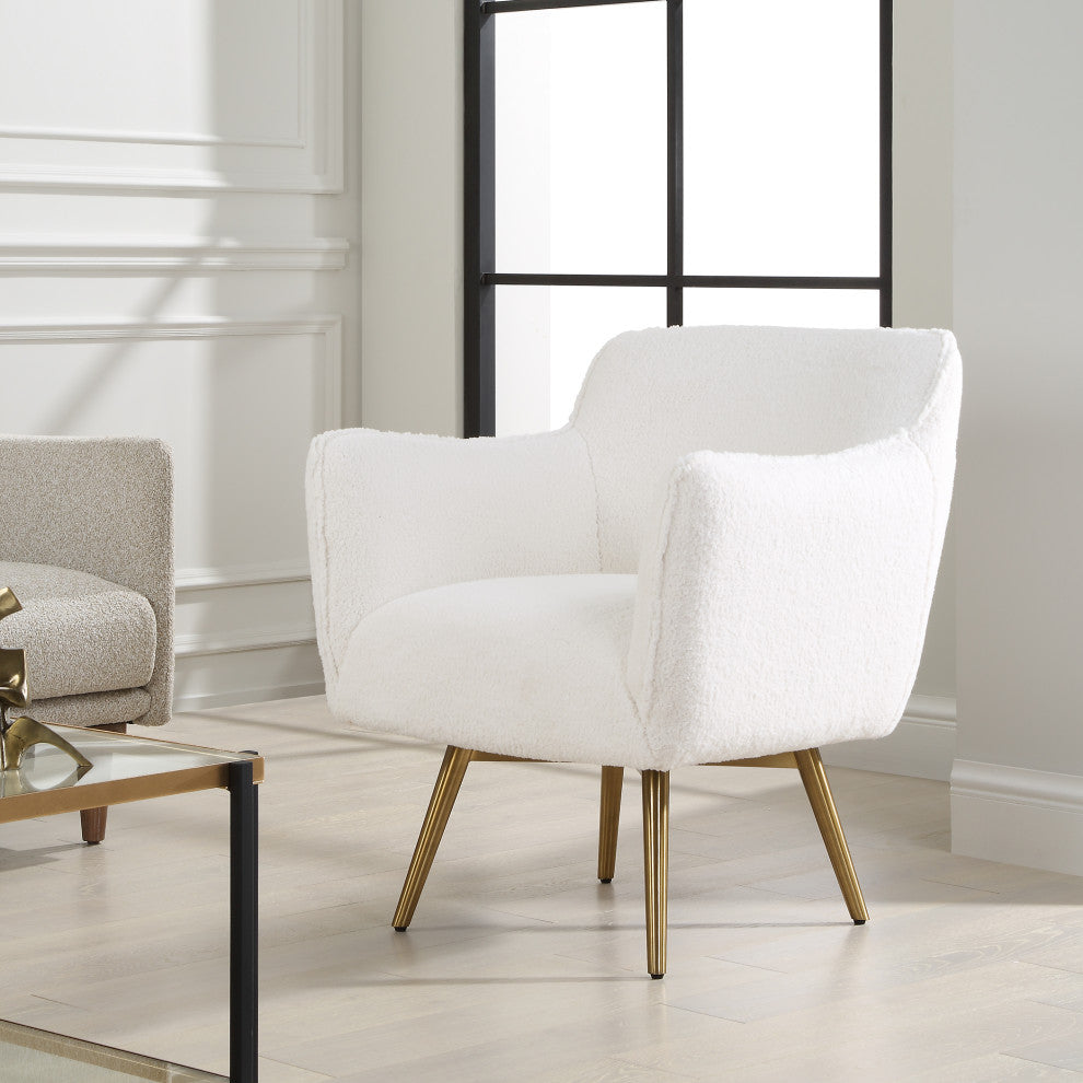 Uttermost Oasis White Swivel Chair