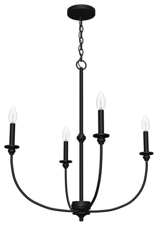 26" Southcrest Flat Matte Black 4 Light Chandelier Light