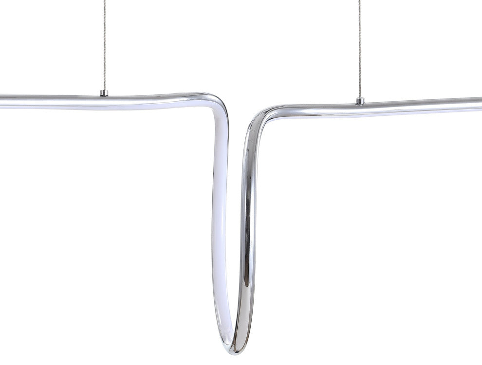 Ali 34.5" Dimmable Adjustable Integrated LED Metal Linear Pendant, Chrome