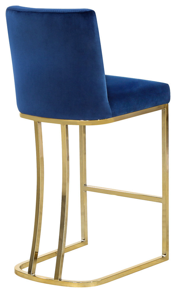 Heidi Upholstered Counter Stool, Navy, Gold, Velvet